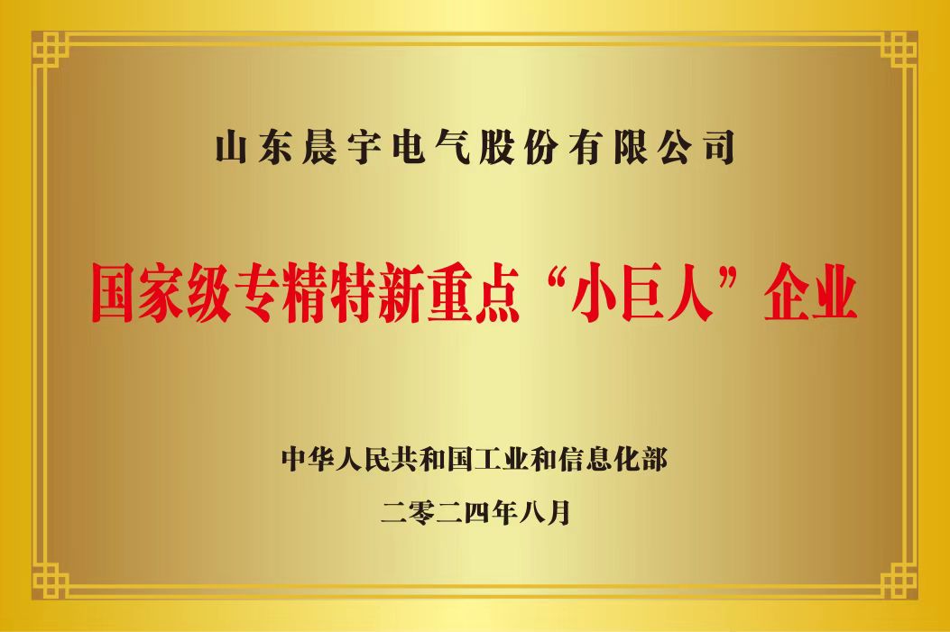 晨宇電氣入選國 家級專精特新重點“小巨人”企業(yè)